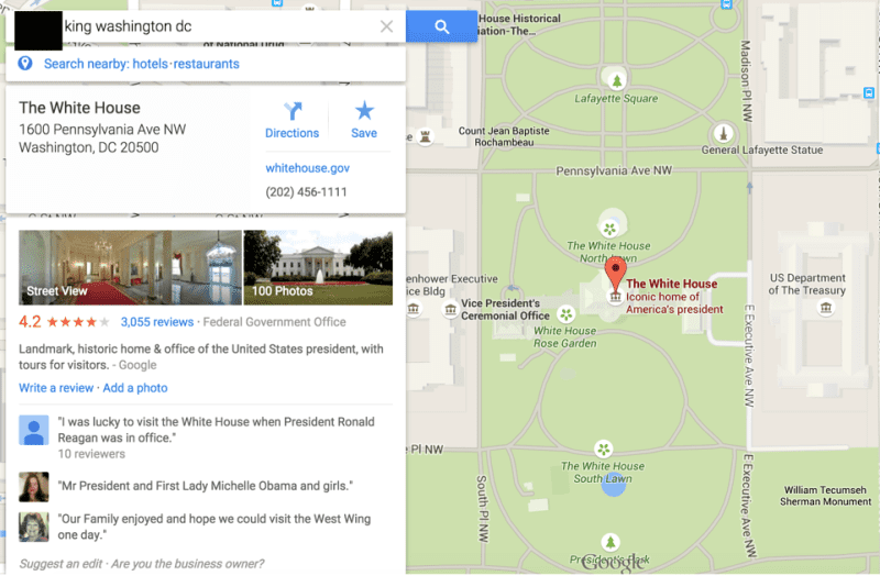 Google maps white house
