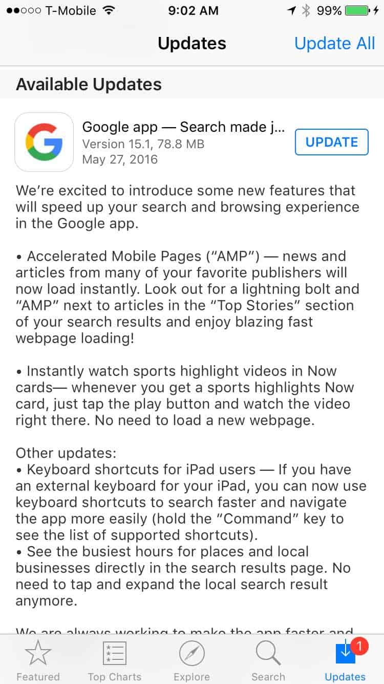Google App May 27 update