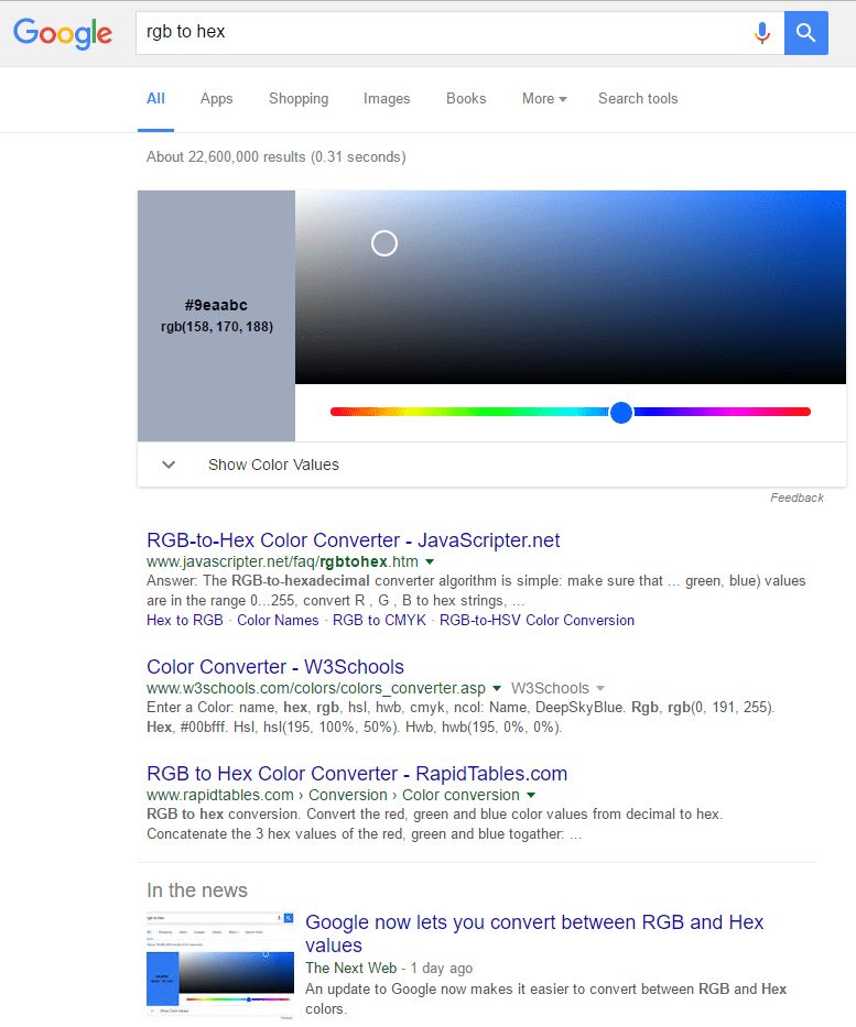 google color converter