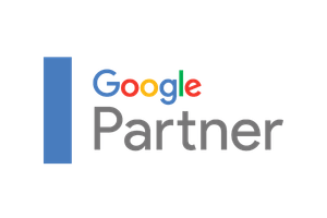 Google Partner logo with a blue vertical bar and the words 'Google Partner' in gray and multicolor letters.
