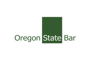 Oregon State Bar logo: purple text with a tall green vertical rectangle between the words 'Oregon' and 'State Bar'.